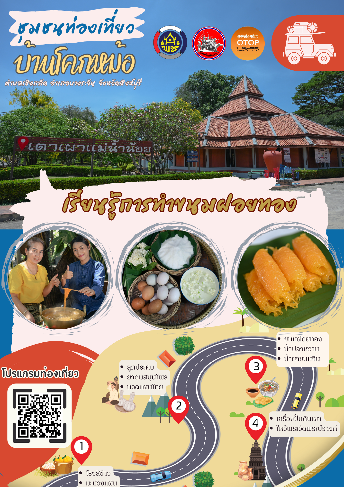 พช.บางระจัน เชิญชวนท่องเที่ยว OTOP นวัตวิถี บ้านโคกหม้อ หมู่ที่7 ตำบลเชิงกลัด อำเภอบางระจัน จังหวัดสิงห์บุรี